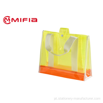 Bolsa de mão em PVC com combinação de cores NEON da moda